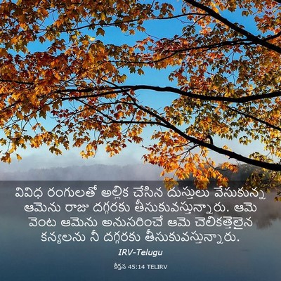 Picture 03 - కీర్తన 45:14 TELIRV - వివిధ రంగులతో - Bible Verse Picture