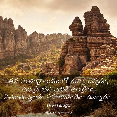 Picture 03 - కీర్తన 68:5 TELIRV - తన పరిశుద్ధాలయంలో - Bible Verse Picture