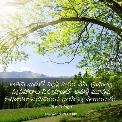 Picture 03 - దానియేలు 5:29 TELIRV - అతని మెడలో స్వర్ణ - Bible Verse Picture
