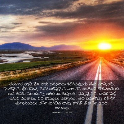 Picture 03 - దానియేలు 7:7 TELIRV - తరువాత రాత్రి వేళ - Bible Verse Picture