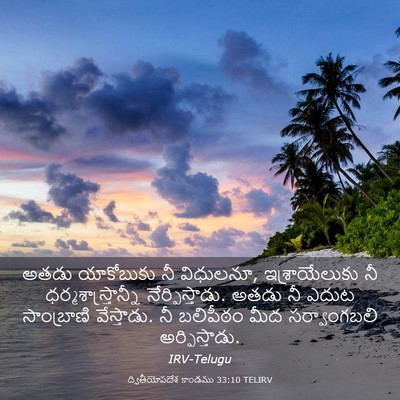 Picture 03 - ద్వితీయోపదేశ కాండము 33:10 TELIRV - అతడు యాకోబుకు నీ - Bible Verse Picture
