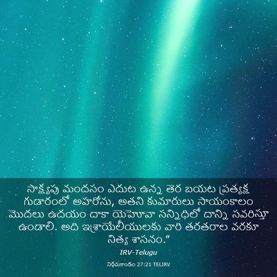 Picture 03 - నిర్గమకాండం 27:21 TELIRV - సాక్ష్యపు మందసం - Bible Verse Picture