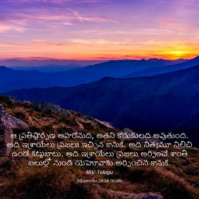 Picture 03 - నిర్గమకాండం 29:28 TELIRV - ఆ ప్రతిష్టార్పణ - Bible Verse Picture