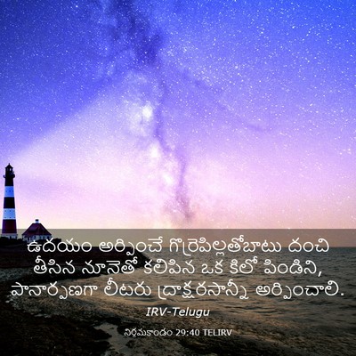 Picture 03 - నిర్గమకాండం 29:40 TELIRV - ఉదయం అర్పించే - Bible Verse Picture