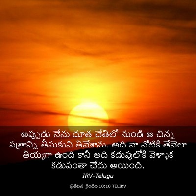 Picture 03 - ప్రకటన గ్రంథం 10:10 TELIRV - అప్పుడు నేను దూత - Bible Verse Picture
