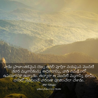 Picture 03 - ప్రకటన గ్రంథం 13:12 TELIRV - వాడు ప్రాణాంతకమైన - Bible Verse Picture