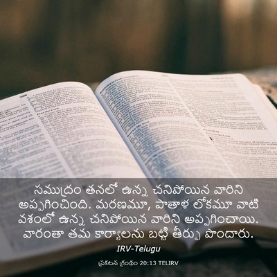 Picture 03 - ప్రకటన గ్రంథం 20:13 TELIRV - సముద్రం తనలో ఉన్న - Bible Verse Picture