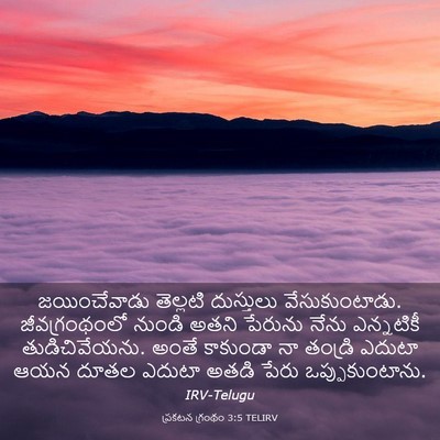 Picture 03 - ప్రకటన గ్రంథం 3:5 TELIRV - జయించేవాడు - Bible Verse Picture