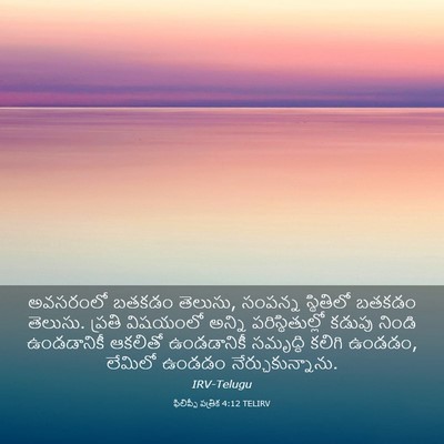 Picture 03 - ఫిలిప్పీ పత్రిక 4:12 TELIRV - అవసరంలో బతకడం - Bible Verse Picture