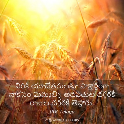 Picture 03 - మత్తయి 10:18 TELIRV - వీరికీ యూదేతరులకూ - Bible Verse Picture
