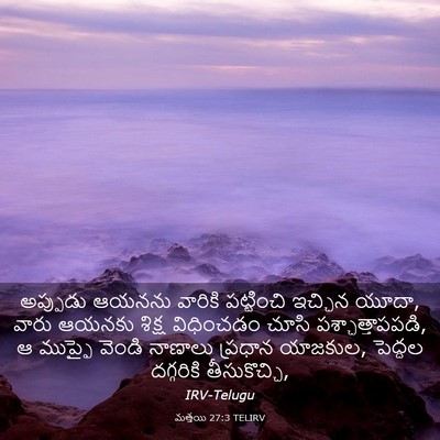 Picture 03 - మత్తయి 27:3 TELIRV - అప్పుడు ఆయనను - Bible Verse Picture