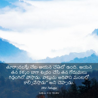 Picture 03 - మత్తయి 3:12 TELIRV - తూర్పారబట్టే చేట - Bible Verse Picture
