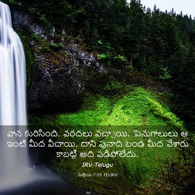 Picture 03 - మత్తయి 7:25 TELIRV - వాన కురిసింది. - Bible Verse Picture