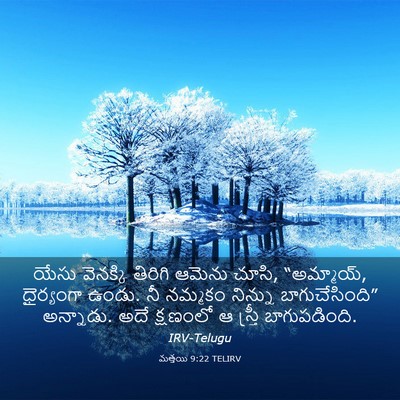 Picture 03 - మత్తయి 9:22 TELIRV - యేసు వెనక్కి - Bible Verse Picture