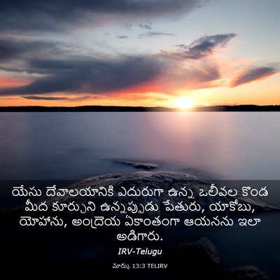 Picture 03 - మార్కు 13:3 TELIRV - యేసు దేవాలయానికి - Bible Verse Picture