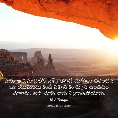 Picture 03 - మార్కు 16:5 TELIRV - వారు ఆ సమాధిలోకి - Bible Verse Picture
