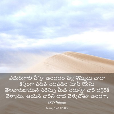 Picture 03 - మార్కు 6:48 TELIRV - ఎదురుగాలి వీస్తూ - Bible Verse Picture