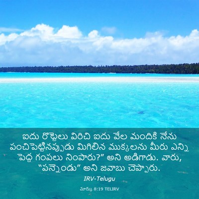 Picture 03 - మార్కు 8:19 TELIRV - ఐదు రొట్టెలు - Bible Verse Picture