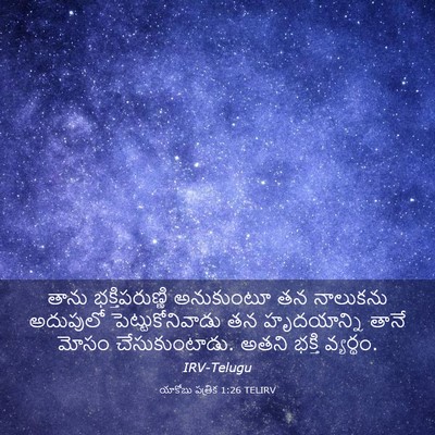 Picture 03 - యాకోబు పత్రిక 1:26 TELIRV - తాను భక్తిపరుణ్ణి - Bible Verse Picture