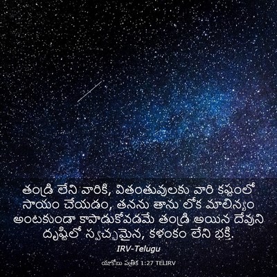 Picture 03 - యాకోబు పత్రిక 1:27 TELIRV - తండ్రి లేని - Bible Verse Picture
