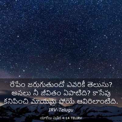 Picture 03 - యాకోబు పత్రిక 4:14 TELIRV - రేపేం జరుగుతుందో - Bible Verse Picture