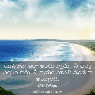 Picture 03 - యిర్మీయా 30:12 TELIRV - యెహోవా ఇలా - Bible Verse Picture