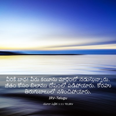 Picture 03 - యూదా పత్రిక 1:11 TELIRV - వీరికి బాధ! వీరు - Bible Verse Picture
