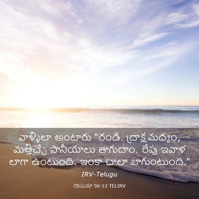 Picture 03 - యెషయా 56:12 TELIRV - వాళ్ళిలా అంటారు - Bible Verse Picture