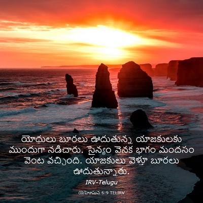 Picture 03 - యెహోషువ 6:9 TELIRV - యోధులు బూరలు - Bible Verse Picture