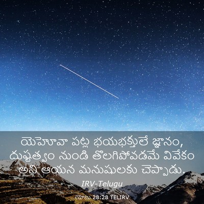 Picture 03 - యోబు 28:28 TELIRV - యెహోవా పట్ల - Bible Verse Picture