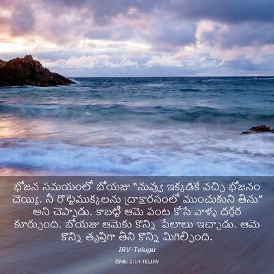Picture 03 - రూతు 2:14 TELIRV - భోజన సమయంలో బోయజు - Bible Verse Picture