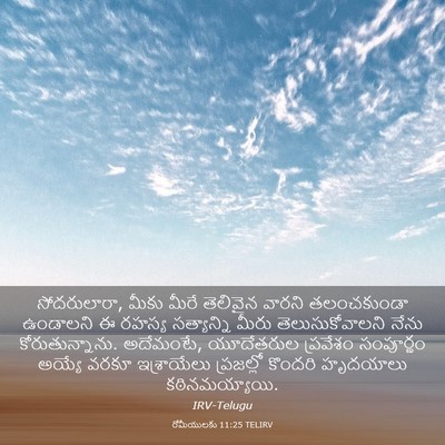 Picture 03 - రోమీయులకు 11:25 TELIRV - సోదరులారా, మీకు - Bible Verse Picture