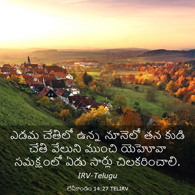Picture 03 - లేవీకాండం 14:27 TELIRV - ఎడమ చేతిలో ఉన్న - Bible Verse Picture