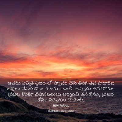 Picture 03 - లేవీకాండం 16:24 TELIRV - అతడు పవిత్ర స్థలం - Bible Verse Picture