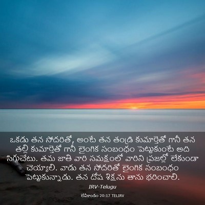 Picture 03 - లేవీకాండం 20:17 TELIRV - ఒకడు తన సోదరితో, - Bible Verse Picture