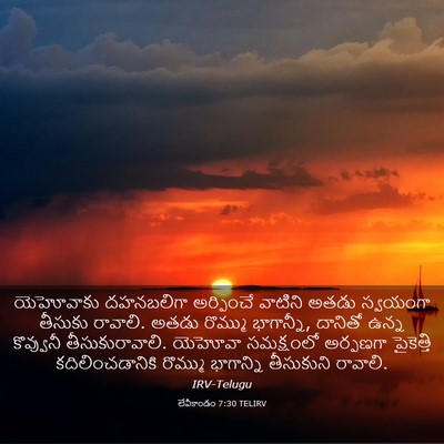 Picture 03 - లేవీకాండం 7:30 TELIRV - యెహోవాకు దహనబలిగా - Bible Verse Picture