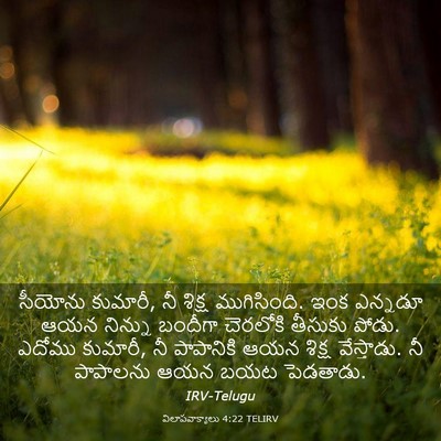 Picture 03 - విలాపవాక్యాలు 4:22 TELIRV - సీయోను కుమారీ, నీ - Bible Verse Picture
