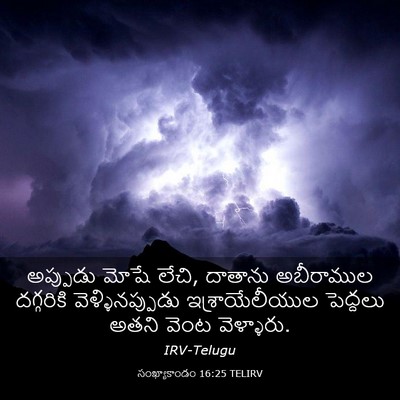 Picture 03 - సంఖ్యాకాండం 16:25 TELIRV - అప్పుడు మోషే లేచి, - Bible Verse Picture
