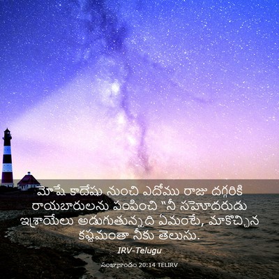 Picture 03 - సంఖ్యాకాండం 20:14 TELIRV - మోషే కాదేషు నుంచి - Bible Verse Picture