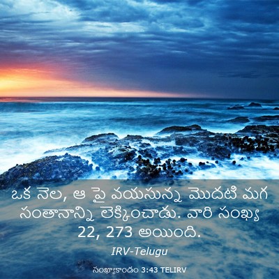Picture 03 - సంఖ్యాకాండం 3:43 TELIRV - ఒక నెల, ఆ పై - Bible Verse Picture
