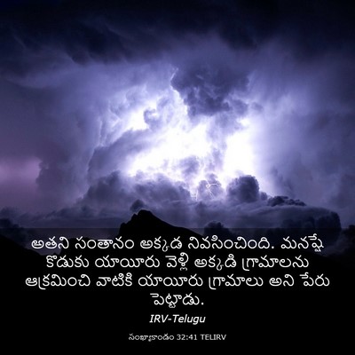 Picture 03 - సంఖ్యాకాండం 32:41 TELIRV - అతని సంతానం అక్కడ - Bible Verse Picture