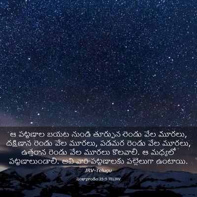 Picture 03 - సంఖ్యాకాండం 35:5 TELIRV - ఆ పట్టణాల బయట - Bible Verse Picture