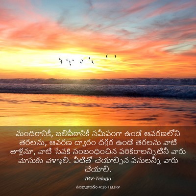Picture 03 - సంఖ్యాకాండం 4:26 TELIRV - మందిరానికీ, - Bible Verse Picture