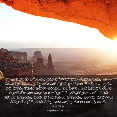 Picture 03 - సంఖ్యాకాండం 7:83 TELIRV - ఇంకా రెండు - Bible Verse Picture