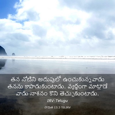 Picture 03 - సామెత 13:3 TELIRV - తన నోటిని అదుపులో - Bible Verse Picture