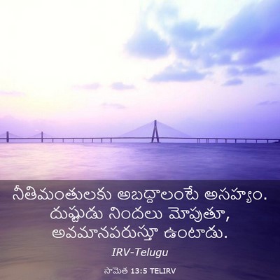 Picture 03 - సామెత 13:5 TELIRV - నీతిమంతులకు - Bible Verse Picture