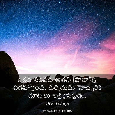 Picture 03 - సామెత 13:8 TELIRV - ఒకడి సంపద అతని - Bible Verse Picture