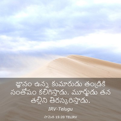 Picture 03 - సామెత 15:20 TELIRV - జ్ఞానం ఉన్న - Bible Verse Picture