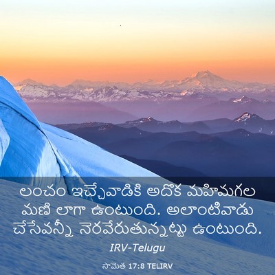 Picture 03 - సామెత 17:8 TELIRV - లంచం ఇచ్చేవాడికి - Bible Verse Picture