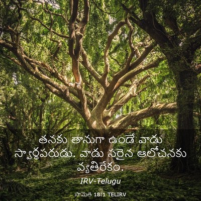 Picture 03 - సామెత 18:1 TELIRV - తనకు తానుగా ఉండే - Bible Verse Picture